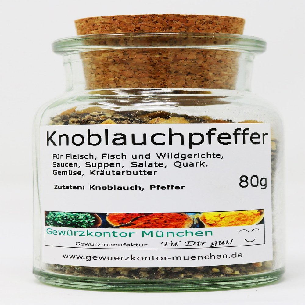 Garlic Pepper, 80 g in a Jar – Gewürzkontor München