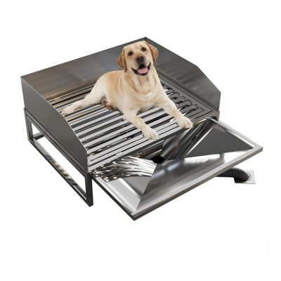Stainless Steel Dog Toilet with Wall, 60 x 40 cm