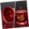 Sturdy Stainless Steel Spittoon with Lid for Home, Red view 2