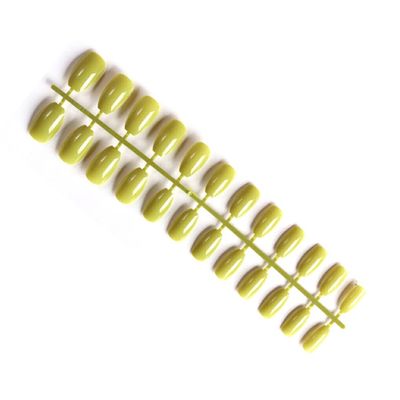 osiuujkw 24-Pack Short Ballerina Coffin False Nails, Scratch-Resistant Acrylic Nails, 21 Avocado Green