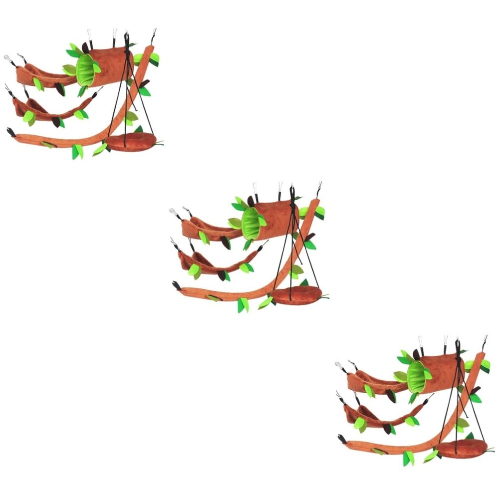 Kisangel 15-Piece Hamster Toy Set with Plush Swing and Hanging Tree Leaf