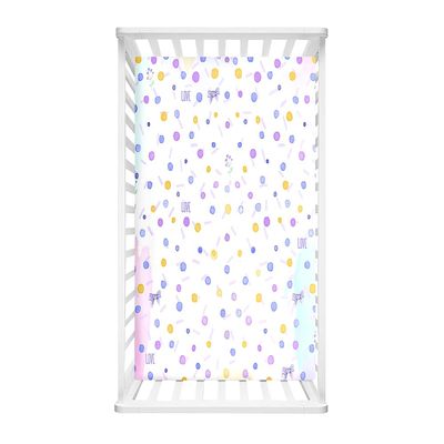 Odot Microfiber Fitted Sheet for Crib and Baby Bed, Polka Dots, Light Purple, 80 x 160 cm