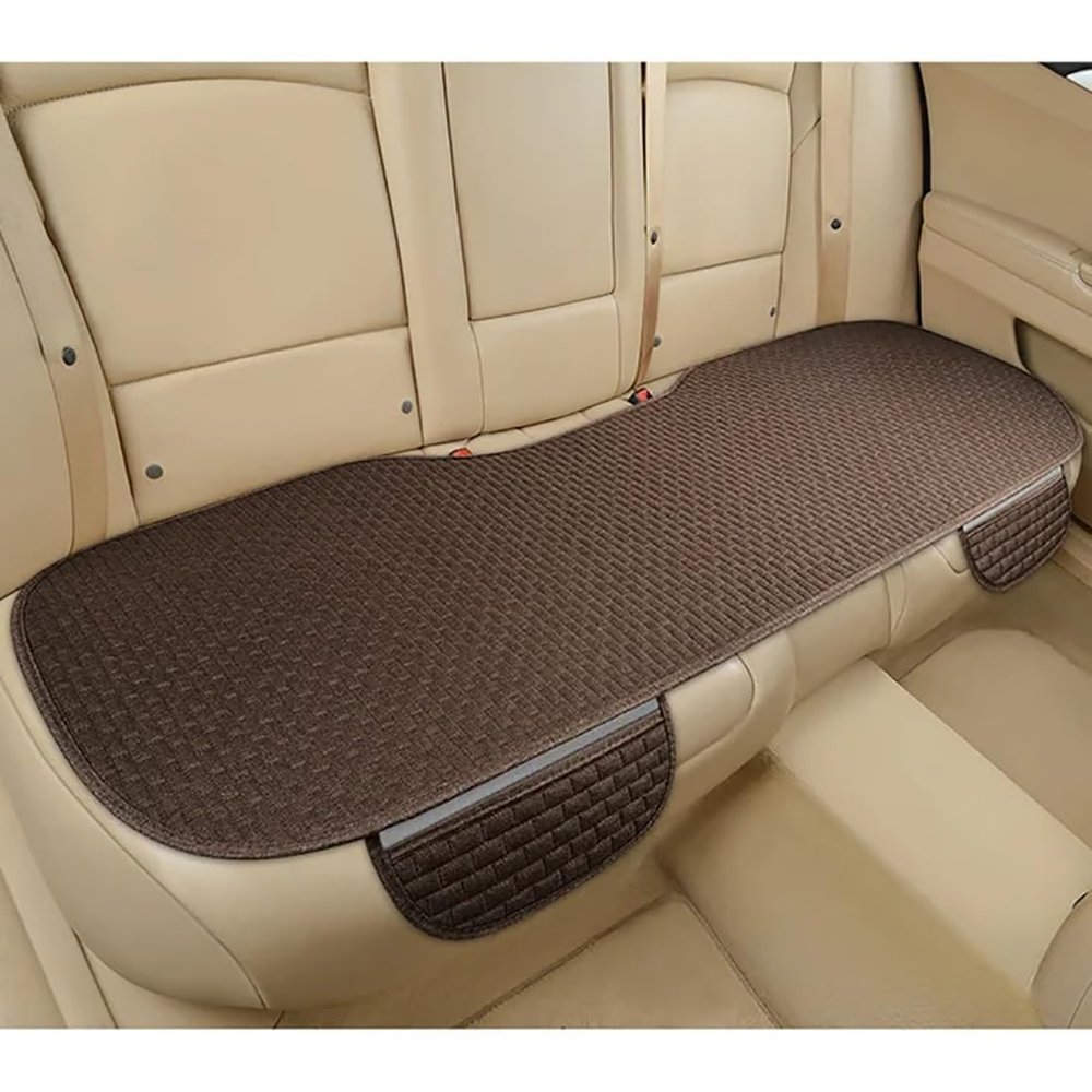 Lmmdhi Breathable Car Seat Cover for Kia Forte 2009–2018, Non-Slip Protector Mat, Linen, 4 Colors, D-offee-1pc Rear Seat Sheet