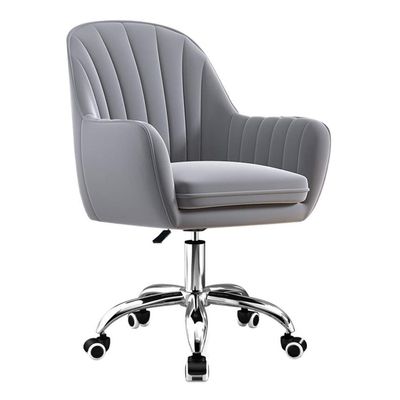 LIUNJHUY Velvet Office Chair, Ergonomic Swivel Chair with Removable Seat Cushion, Gray