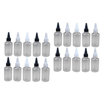 FRCOLOR 20-Pack Transparent Plastic Squeeze Bottles with Flip-Top Caps, Refillable, for Pigments and Liquids, Random Colors