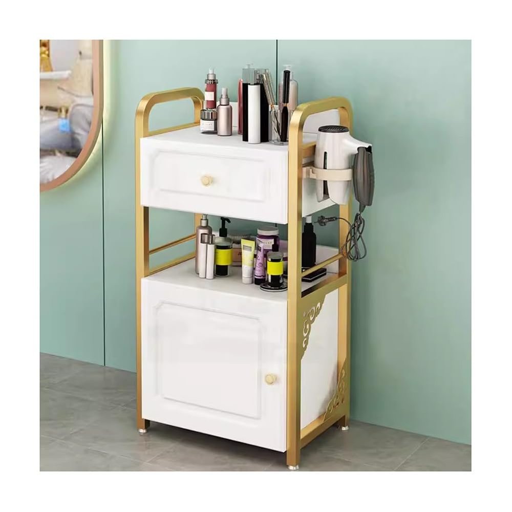 GRRICEPL Salon Trolley with Drawers, Gold-B