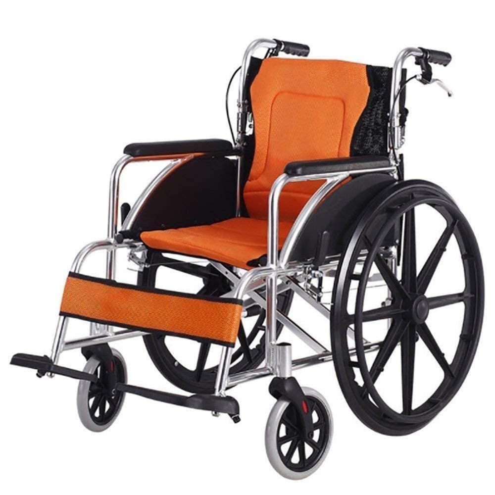 CAFIEDR Luxury Folding Transport Wheelchair, Self-Propelled, Yellow