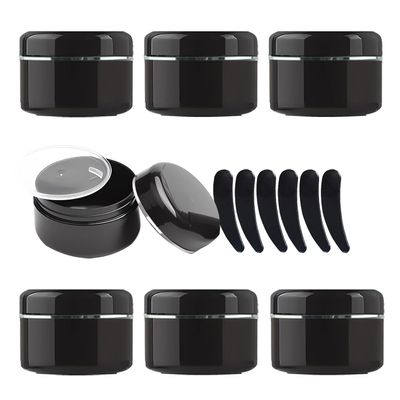 YANCAER 24-Piece 100 g Black Empty Lotion and Cream Jars, 100 ml Plastic Cosmetic Containers with Silver Rim