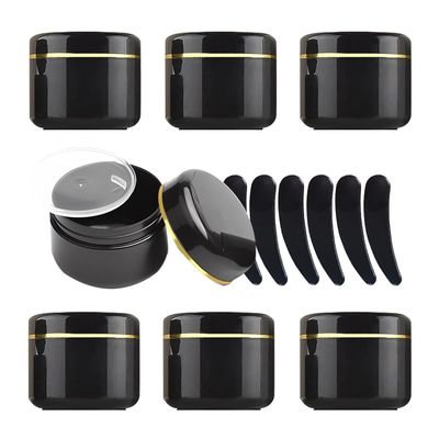 YANCAER 24-Pack 50 g Black Empty Cosmetic Jars, 50 ml Plastic Cream Containers with Gold Rim