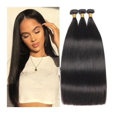 Straight Human Hair Bundles, Natural Black, 12A, 8–30 Inches (18-Inch Color)