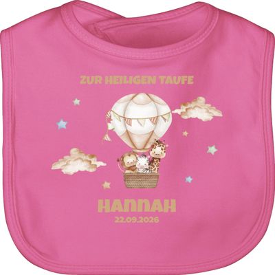 Baby Bib - Holy Baptism | Personalized Baptism Gift for Godchild - One Size - Pink - Confirmation Baptism Gifts Hot Air Balloon Communion