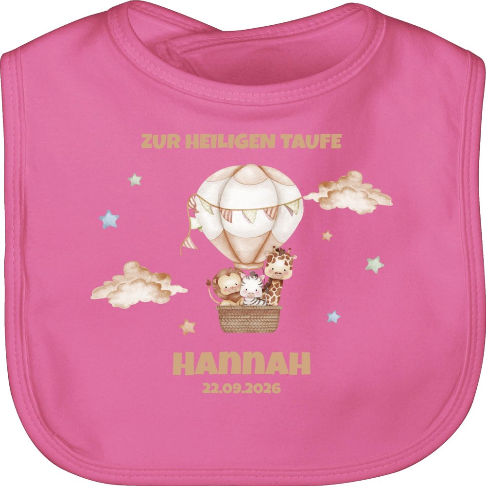 Baby Bib - Holy Baptism | Personalized Baptism Gift for Godchild - One Size - Pink - Confirmation Baptism Gifts Hot Air Balloon Communion