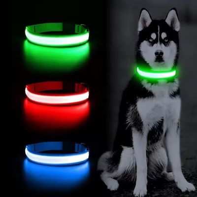 Rechargeable USB LED Dog Collar, Suitable for Indoor and Outdoor Use (Green, L)