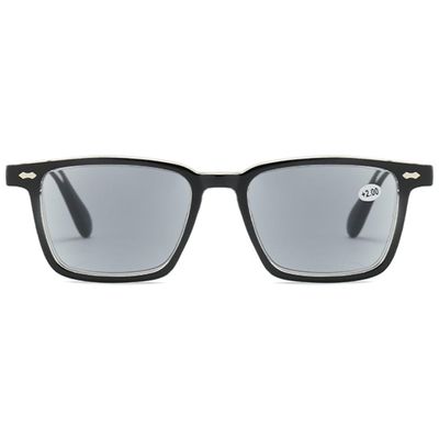 ABETOS Tinted Reading Sunglasses with Blue-Light Filter, Black/Clear & Gray, +1.0