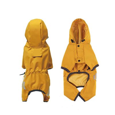 LVYUDS 10-Piece Hooded Waterproof Raincoat for Dogs, Four-Leg Reflective Adjustable Jacket, Yellow, Size M