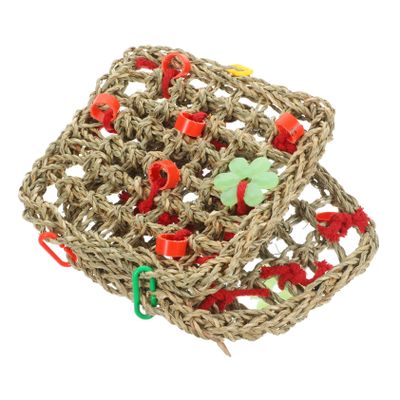 Kisangel Rattan and Wood Chew Swing Climbing Toy for Small Pets, Beige, Random Color