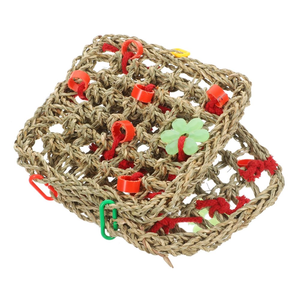 Kisangel Rattan and Wood Chew Swing Climbing Toy for Small Pets, Beige, Random Color