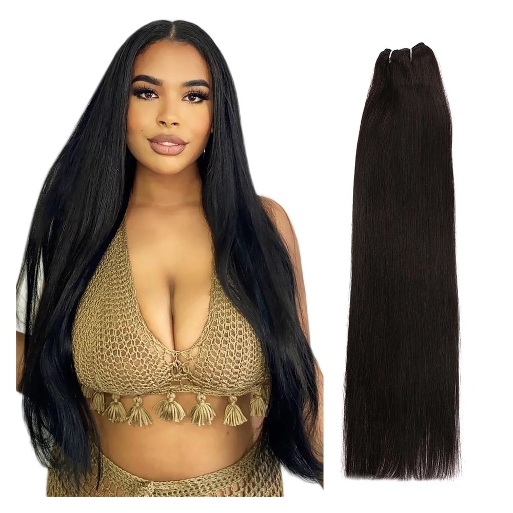 Human Hair Bundles, Brazilian Straight Remy Hair Extensions, 100 g/Piece, 1 Pc/Lot, #1B, 28 Inches