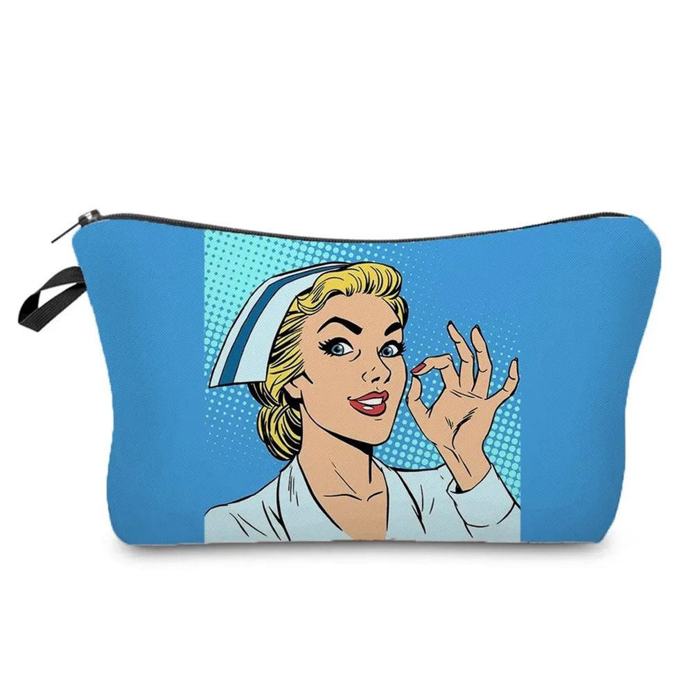 Nurse-Print Cosmetic Bag for Women, Travel Makeup Pouch, Color: Hz1235 Nurse