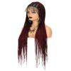 Full Lace Braided Wig, Lace Front Knotless Box Braids Wig, Ombre Synthetic Braided Wig for Women, 1B Burgundy, 36 Inches view 1