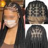 Full Lace Braided Wig, Lace Front Knotless Box Braids Wig, Ombre Synthetic Braided Wig for Women, 1B Burgundy, 36 Inches view 2