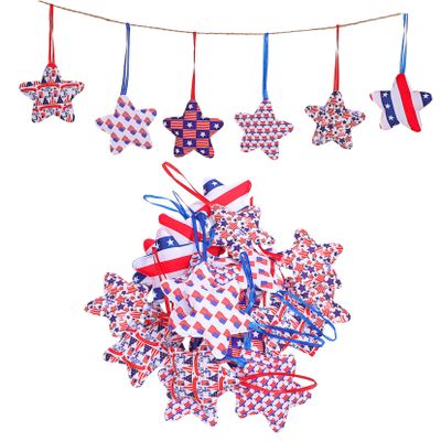 CORHAD 30-Piece Patriotic Star-Design Cotton Ornaments for Memorial Day, Indoor and Outdoor Garden Decorations
