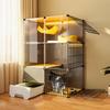 Indoor Cat Cage, Transparent Cat House with Fully Enclosed Litter Box, DIY Small Animal Playpen, Multi-Level Space, Portable Metal Wire view 1