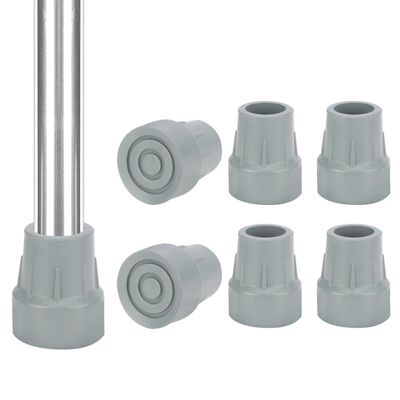 YF 6-Pack 25 mm Rubber Tips for Canes, Gray