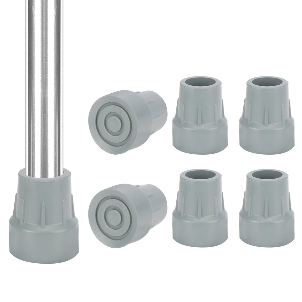 YF 6-Pack 25 mm Rubber Tips for Canes, Gray