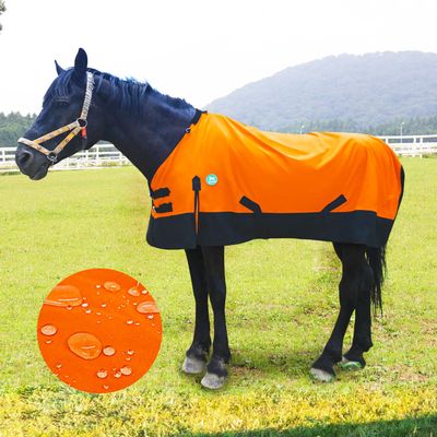 Waterproof Breathable Horse Blanket, Adjustable with Tail Flap, Orange, 188 cm