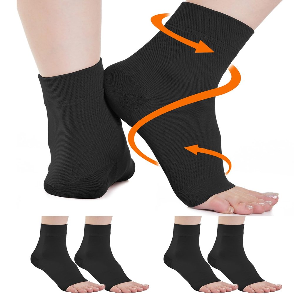 2-Pair Medical Compression Ankle Socks for Women and Men, 20–30 mmHg, Black, Size S