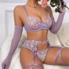 ZTIANEF Schoolgirl Sexy Mesh Stocking Garter Three-Point Lingerie Set, 1, M view 3
