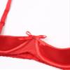 FEESHOW Women's Open Push-Up Bust-Lift Bra with Bow, Red, L view 3