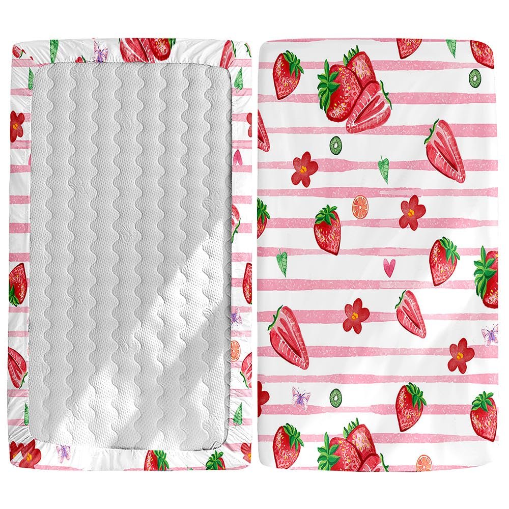 Morbuy Fruit Print Fitted Sheet for Baby Crib, 95 x 65 cm