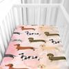 Morbuy Kawaii Dachshund Pattern Fitted Sheet for Baby Crib, Soft Mattress Cover, 140 x 70 cm view 3