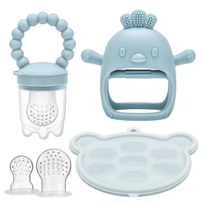 CLDY Baby Fruit Feeder & Mini Freezer Tray Set, from 4 Months, BPA-Free Silicone Teething Feeder