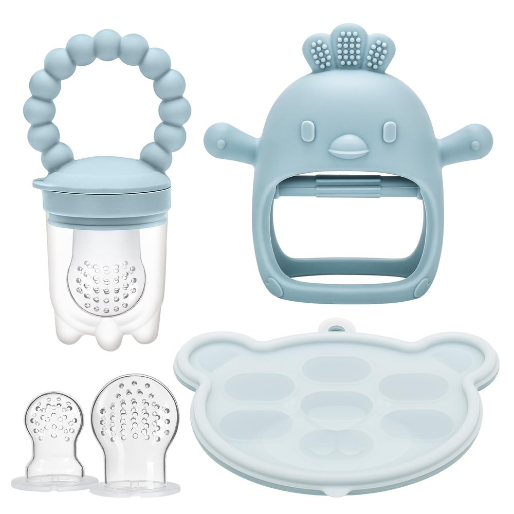 CLDY Baby Fruit Feeder & Mini Freezer Tray Set, from 4 Months, BPA-Free Silicone Teething Feeder