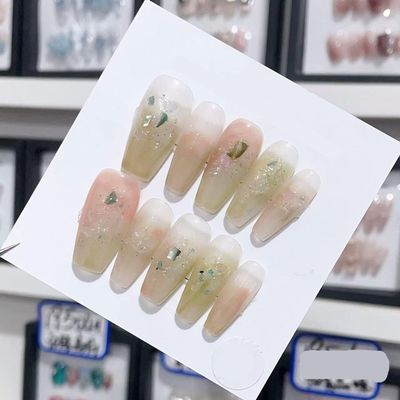 Handmade Long and Short Nail Tips for Gel Nails, Nail Art, Press-On Nails (Color: 19549, Size: S)