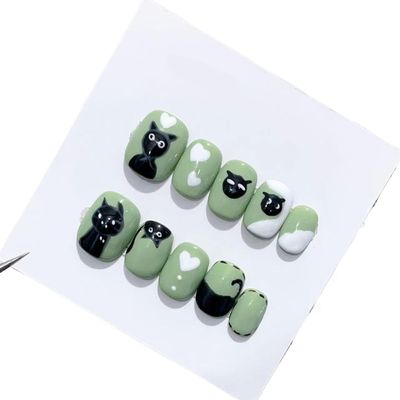 Handmade Long and Short Nail Tips for Artificial Nails (Color: 19563, Size: XS)
