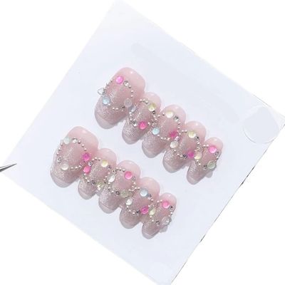 Handmade Long and Short Nail Tips for Artificial Nails (Color: 19511, Size: XS)