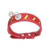 GRIRIW Adjustable Bone-Shaped Reflective Pet Collar with Bell - Red view 1