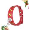 GRIRIW Adjustable Bone-Shaped Reflective Pet Collar with Bell - Red view 2