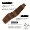 Tape-In Hair Extensions, Chocolate Brown Remy Human Hair, Straight, Seamless, Thick Ends view 3