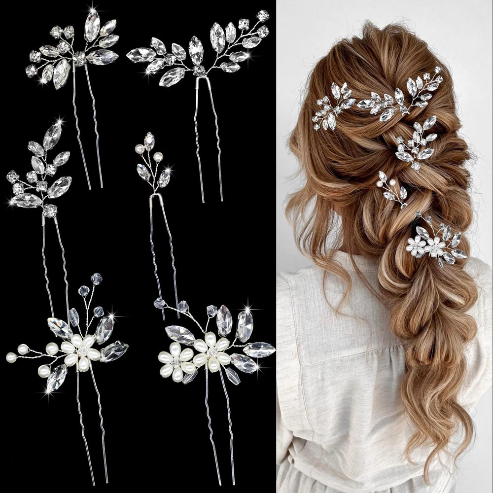 Mulzile 6-Piece Rhinestone Hairpins for Women