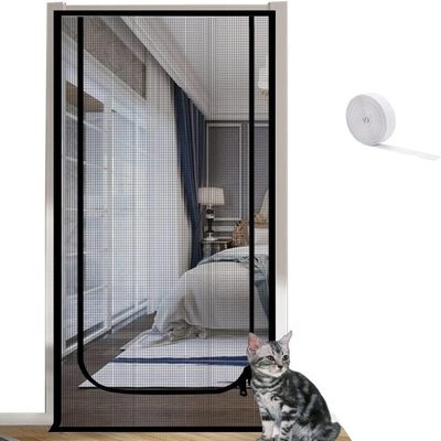Reinforced Mesh Cat Screen Door, Fits 80 x 210 cm Door Frames, Durable Pet-Proof Screen Door with Zipper, Prevents Dogs and Cats from Escaping (Size: