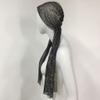 Rhinestone Mesh Turban Headband, Stretchy, Black view 3