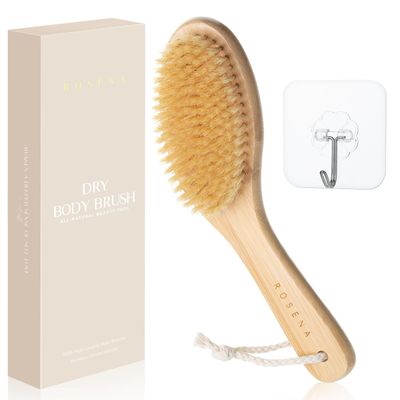 Dry Body Brush with Curved Handle