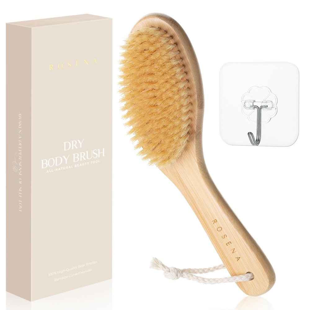 Dry Body Brush with Curved Handle