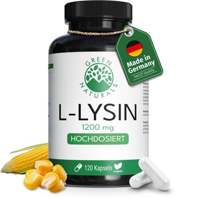 Green Naturals High-Dose L-Lysine: 1,200 mg, 120 Capsules