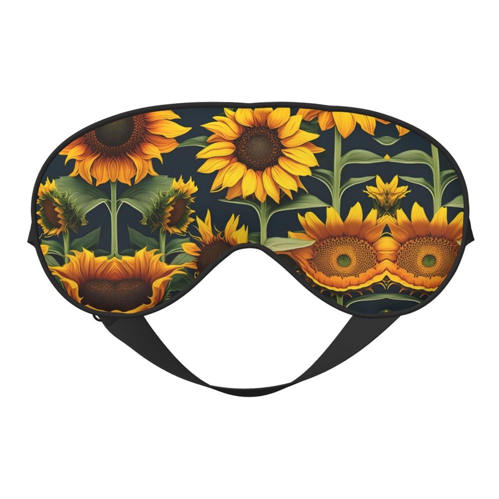 Unisex Sleep Mask with Sunflower Design, Soft, Comfortable, Light-Blocking Eye Mask